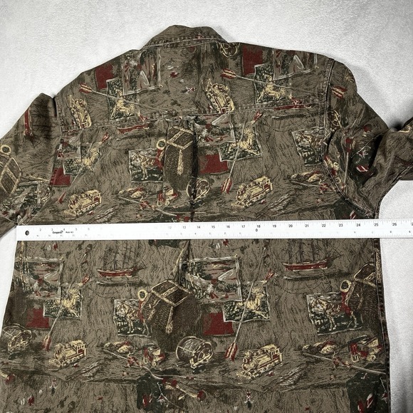 Vintage Eddie Bauer Men's L Elkhorn Canvas Shirt AOP Train Hunting Fishing 90s - Picture 7 of 8